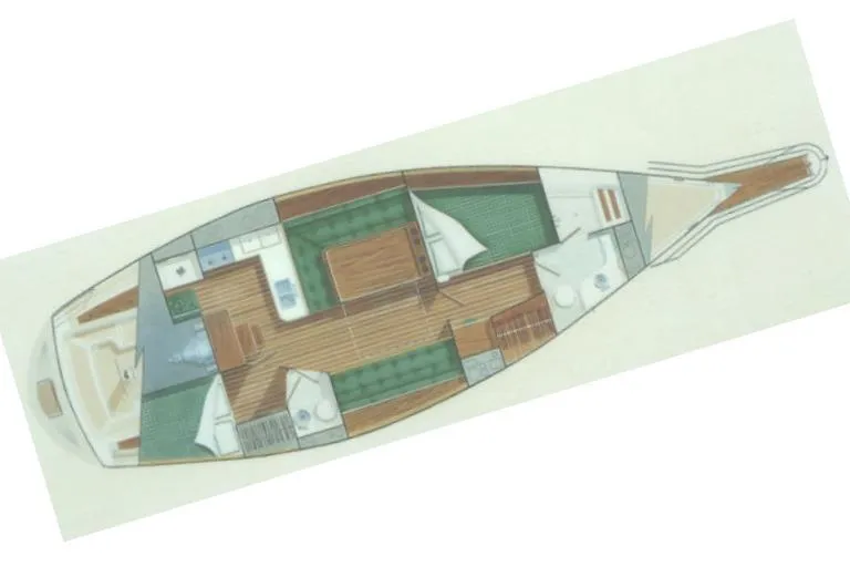Slide: The Image of Floor plan of a 2001 Caliber 40LRC sailboat interior layout. - 10