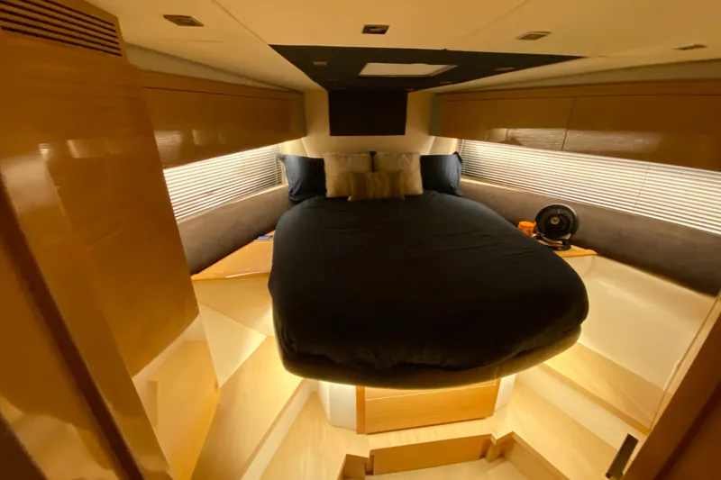 Slide: The Image of Luxurious bedroom interior of 2010 Azimut Atlantis 54 yacht with modern design. - 24