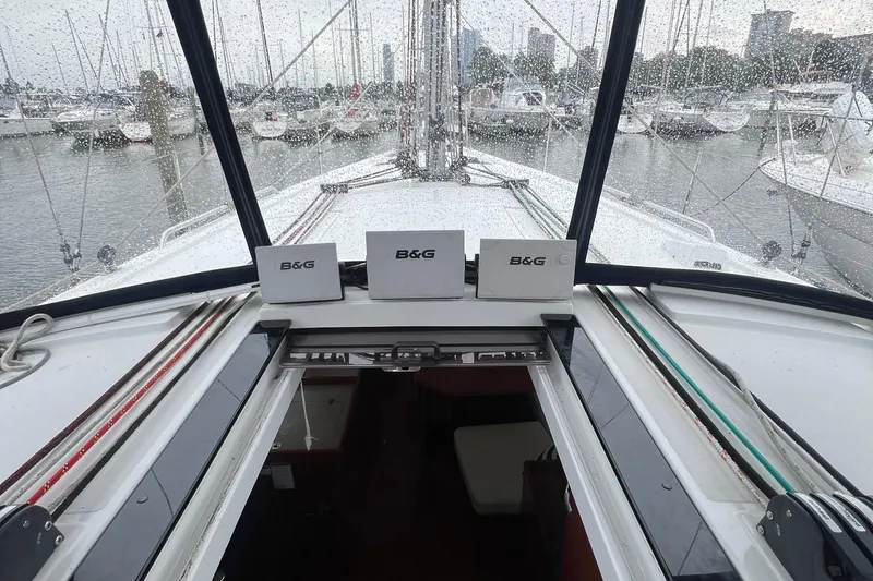 Slide: The Image of Cockpit view of 2020 Beneteau Oceanis 41.1 sailboat with B&G navigation displays. - 9