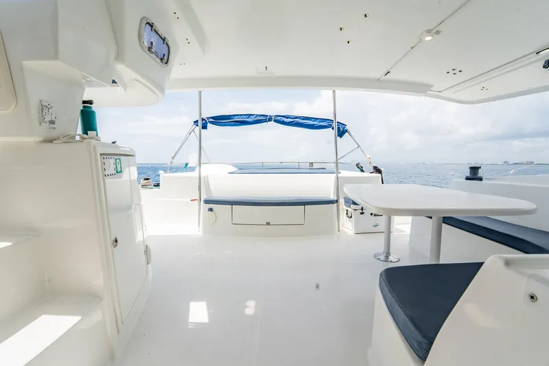 Slide: The Image of Spacious deck of 2008 Fountaine Pajot Salina 48 Evolution catamaran with ocean view. - 41