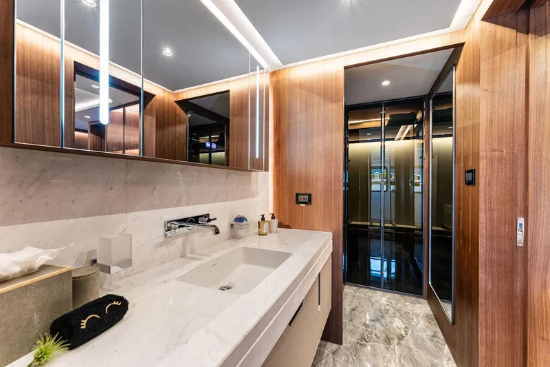 Slide: The Image of Luxurious bathroom interior on 2024 Aquitalia 78 Fly yacht, featuring modern design and elegant finishes. - 36