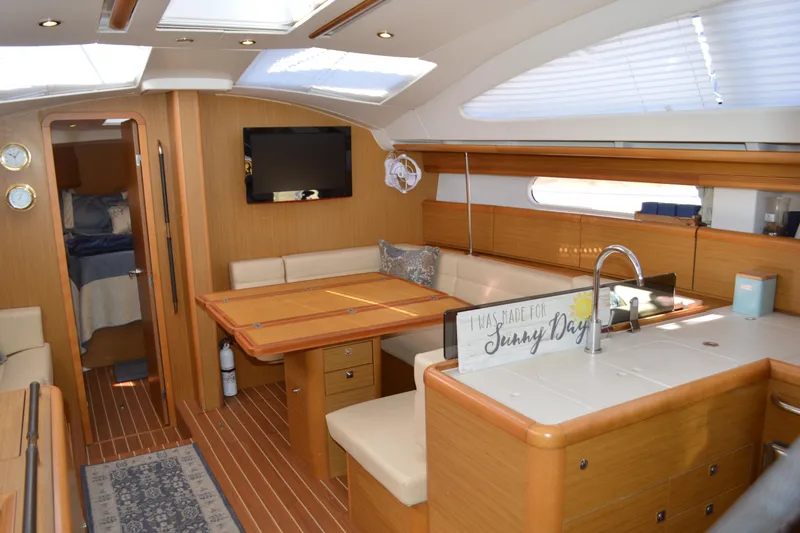 Slide: The Image of Interior of 2008 Jeanneau Sun Odyssey 45 DS yacht with modern wood finish. - 42