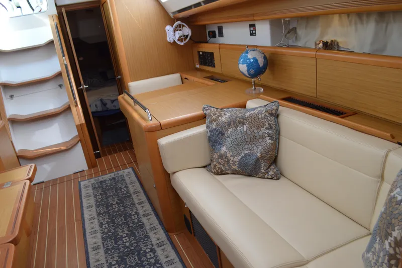 Slide: The Image of Luxurious interior of 2008 Jeanneau Sun Odyssey 45 DS yacht with elegant seating and decor. - 59