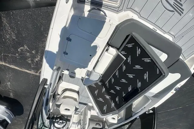 Slide: The Image of 2026 Chaparral 21 SSi boat interior with seating and storage compartments. - 12