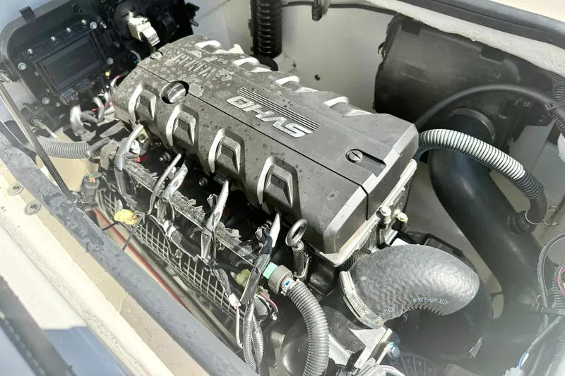 Slide: The Image of 2022 Yamaha Boats SX195 engine compartment showcasing powerful motor and components. - 3
