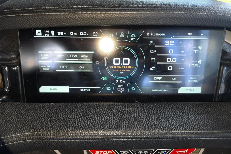 Slide: The Image of Touchscreen display of a 2018 Natique GS20 boat showing ballast and speed settings. - 18