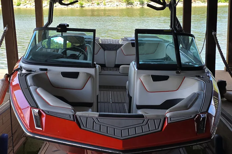 Slide: The Image of Interior of a 2018 Natique GS20 boat with sleek seating and modern design. - 7