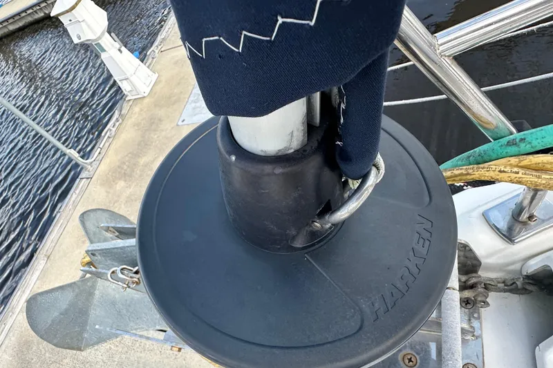 Slide: The Image of Close-up of Harken furling system on 2006 Hunter 41 Deck Salon sailboat. - 11
