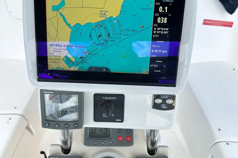 Slide: The Image of Navigation system on a 2006 Hunter 41 Deck Salon sailboat, displaying a nautical chart. - 20