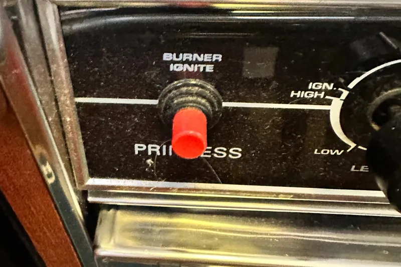 Slide: The Image of Close-up of burner ignition control on 2006 Hunter 41 Deck Salon yacht. - 33