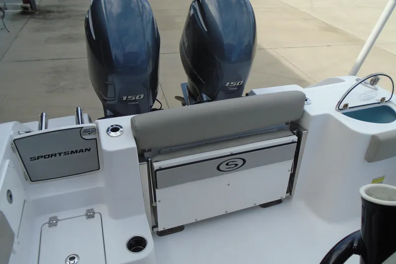 Slide: The Image of 2021 Sportsman Open 252 Center Console with twin Yamaha 150 engines. - 12