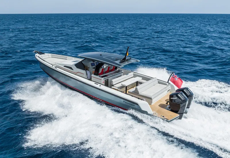 Slide: The Image of 2023 Chaser 54 Laguna cruising on open sea, showcasing sleek design and powerful engines. - 30