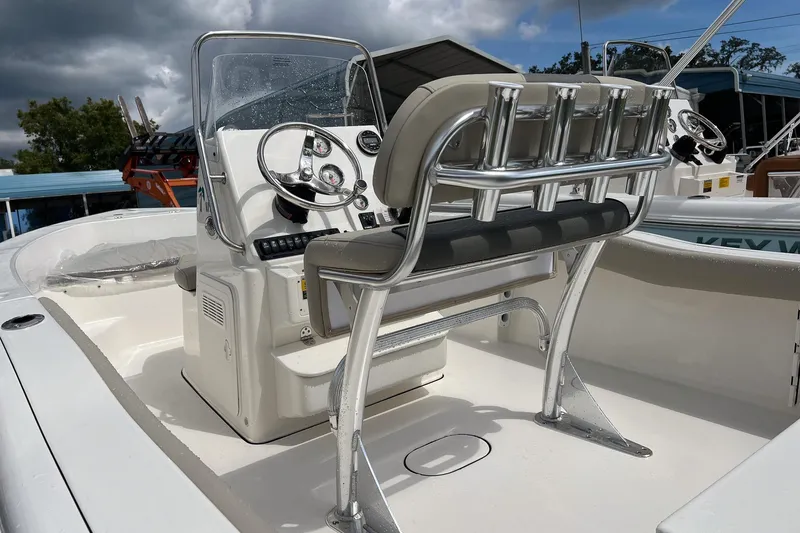Slide: The Image of 2026 Key West 179 FS boat with Yamaha outboard motor, featuring spacious deck layout. - 4