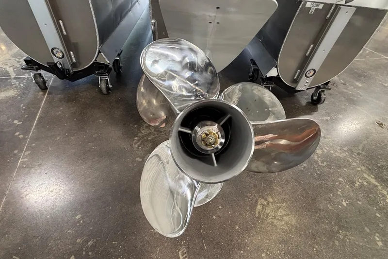 Slide: The Image of Propeller of 2026 JC Sporttoon 26TT pontoon boat on display. - 5