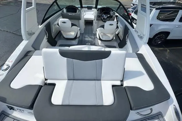 Slide: The Image of 2026 Chaparral 21 SSi boat interior with modern seating and sleek design. - 7