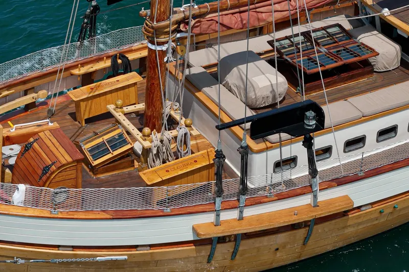 Slide: The Image of 1938 Norwegian Double Ended Ketch with wooden deck and classic maritime design. - 28