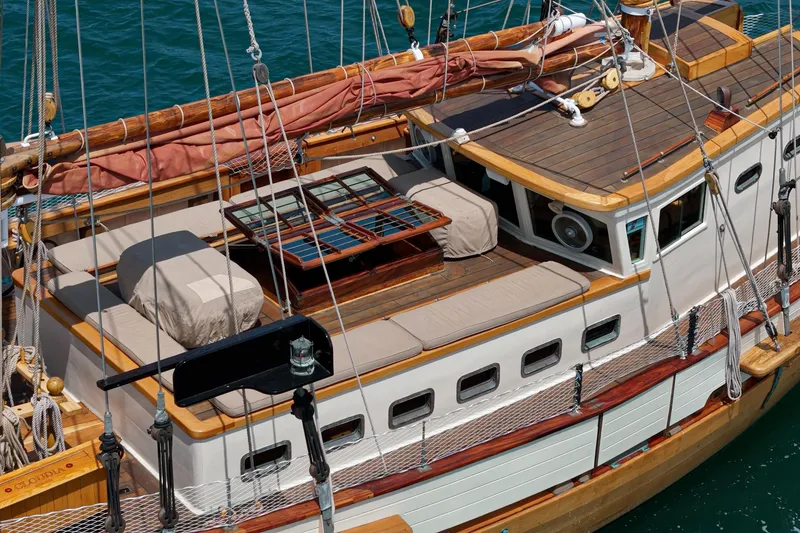 Slide: The Image of 1938 Norwegian Double Ended Ketch with wooden deck and classic rigging. - 37