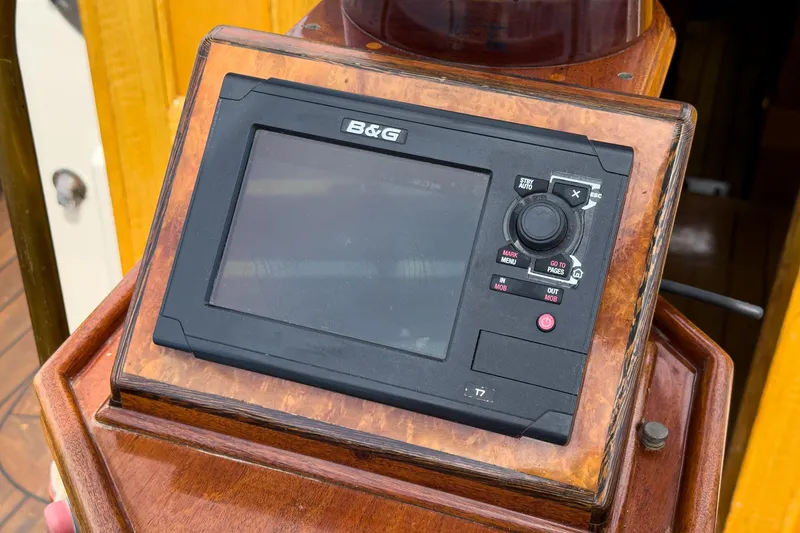 Slide: The Image of Navigation system on 1938 Norwegian Double Ended Ketch, featuring B&G display. - 45