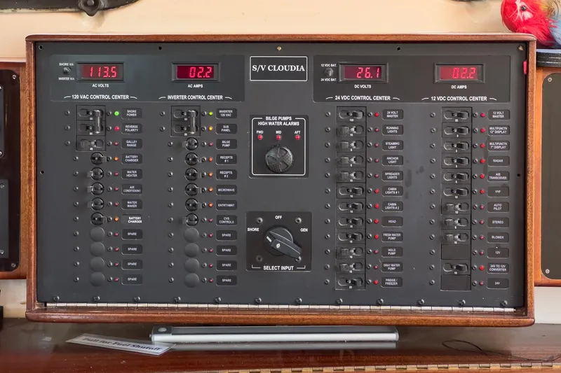 Slide: The Image of Electrical control panel on a 1938 Norwegian Double Ended Ketch sailboat. - 57