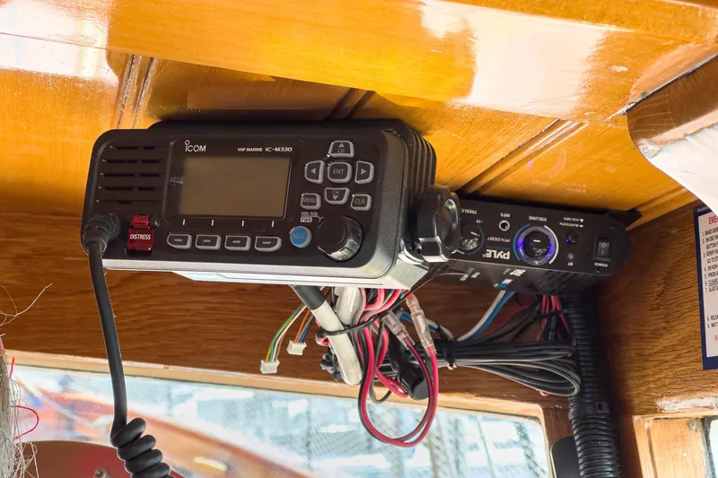 Slide: The Image of VHF marine radio and audio system in 1938 Norwegian Double Ended Ketch. - 64