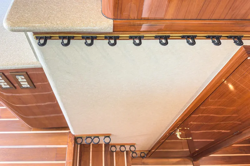 Slide: The Image of Interior view of 2009 Egg Harbor 37 SportYacht with wood finish and beige countertop. - 40