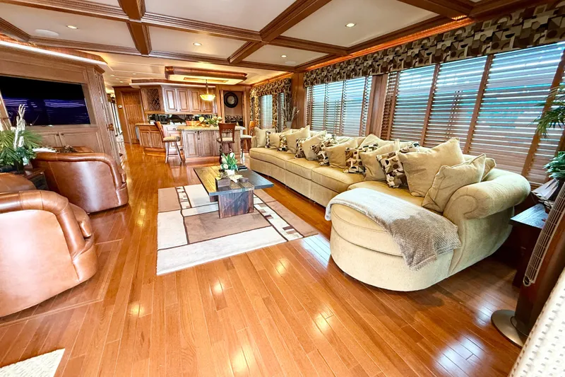 Slide: The Image of Luxurious 2008 Sumerset houseboat interior with elegant furnishings and spacious living area. - 12