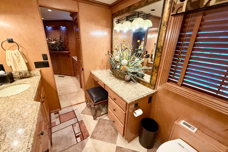 Slide: The Image of Luxurious bathroom interior on 2008 Sumerset HouseBoat, featuring elegant decor and granite countertops. - 78