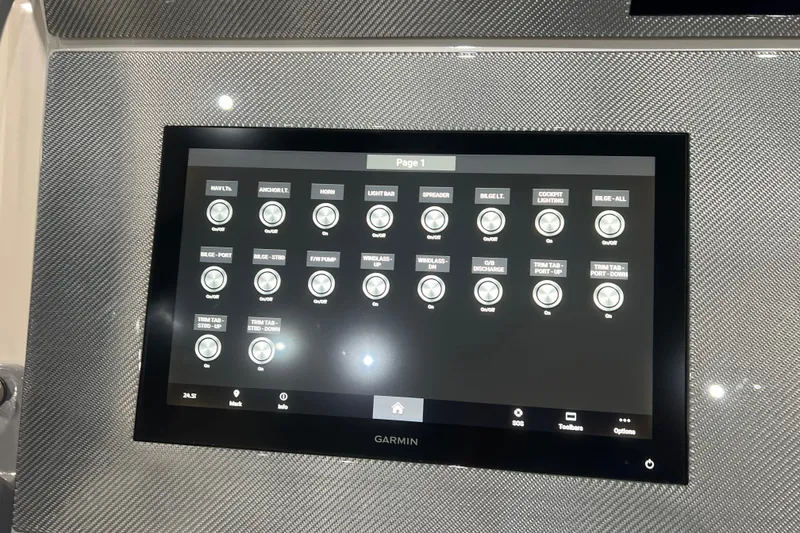 Slide: The Image of 2024 Donzi 39 VRZ interior storage compartment with sleek design and modern fixtures. - 41