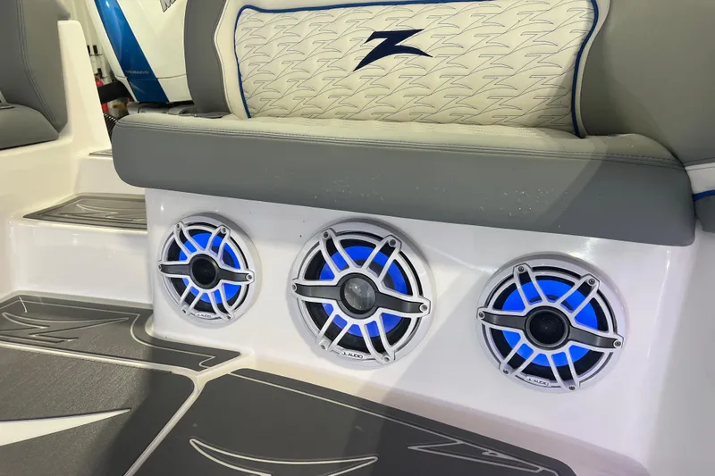 Slide: The Image of Open storage compartment on 2024 Donzi 39 VRZ boat with stylish interior design. - 53