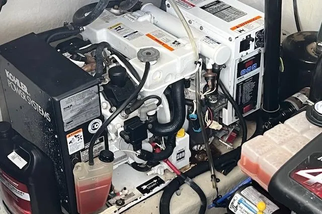 Slide: The Image of Engine room of 2008 Sea Ray 340 Sundancer with Kohler power systems and components. - 29