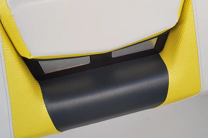 Slide: The Image of 2024 Scarab 285 Wake ID seat detail with yellow and black textured design. - 7