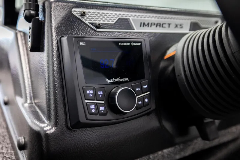 Slide: The Image of 2026 Lund 2075 Impact XS dashboard with Rockford Fosgate audio system. - 36