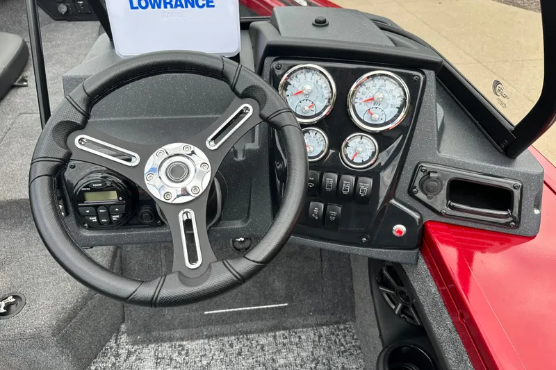 Slide: The Image of 2026 Tracker Targa V-19 Combo boat interior layout, featuring seating and storage compartments. - 6