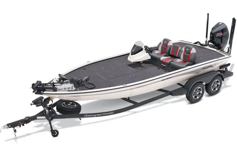 Slide: The Image of 2025 Ranger ALPHA 208 boat with Mercury 250 Pro V8 engine on grass. - 1