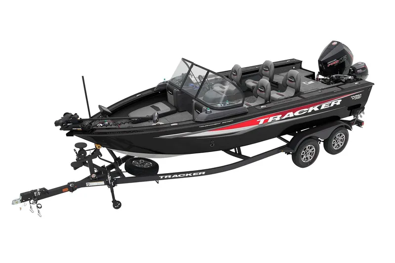 The Image of 2026 Tracker Targa V-19 Combo boat on trailer, side view. - 1