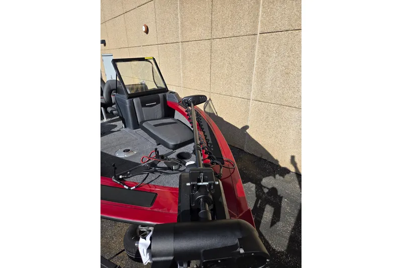 Slide: The Image of 2026 Tracker Targa V-19 Combo boat interior layout, featuring seating and storage compartments. - 6