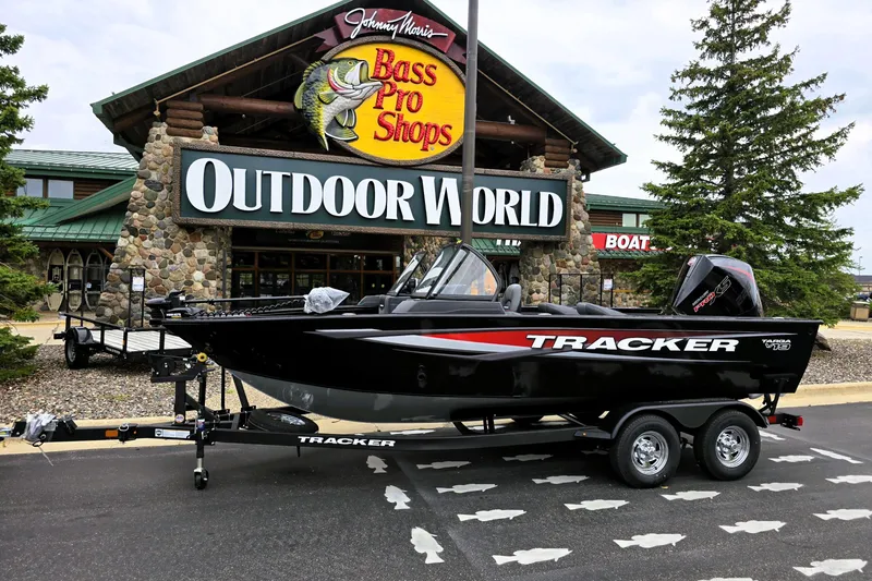 The Image of 2026 Tracker Targa V-19 Combo boat on trailer, side view. - 1