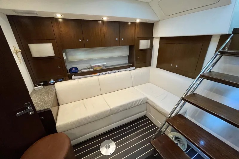 Slide: The Image of Luxurious interior of 2012 Cruisers Yachts 48 Cantius with modern kitchen and stylish flooring. - 41