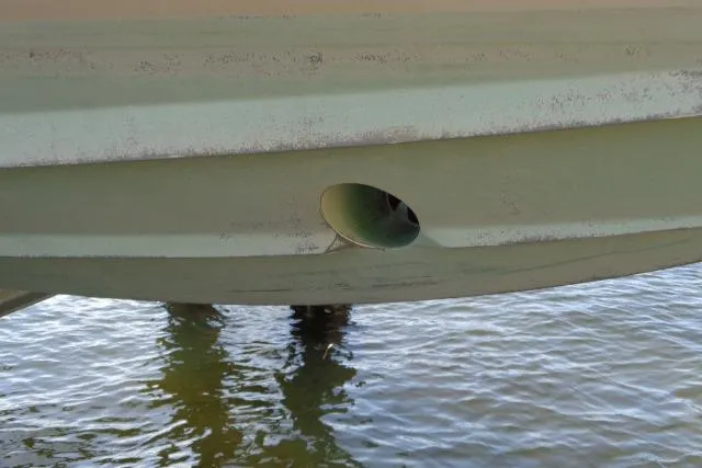 Slide: The Image of 2020 Intrepid 345 Nomad FE hull with bow thruster in water. - 4