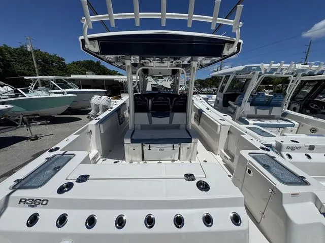 Slide: The Image of 2026 Robalo R360 Center Console boat with spacious deck and modern design. - 3
