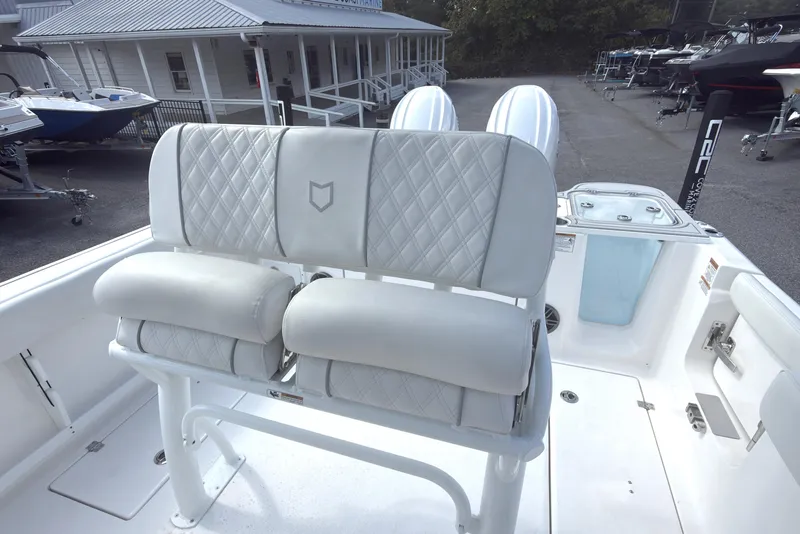 Slide: The Image of 2026 Sea Fox 268 Commander boat interior with cushioned seating and modern design. - 11