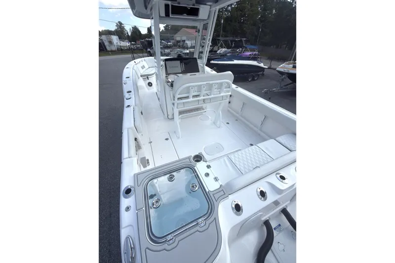 Slide: The Image of 2026 Sea Fox 268 Commander boat interior with seating and control panel. - 4