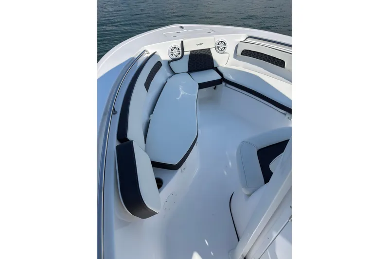Slide: The Image of 2026 Tidewater 220 LXF boat interior with sleek seating and modern design. - 6