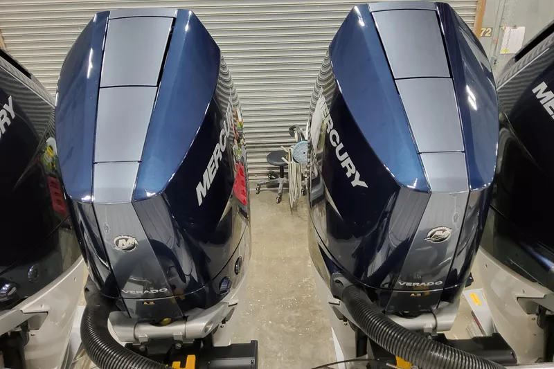 Slide: The Image of 2026 Formula 400 Super Sport Crossover with dual Mercury Verado outboard engines. - 23