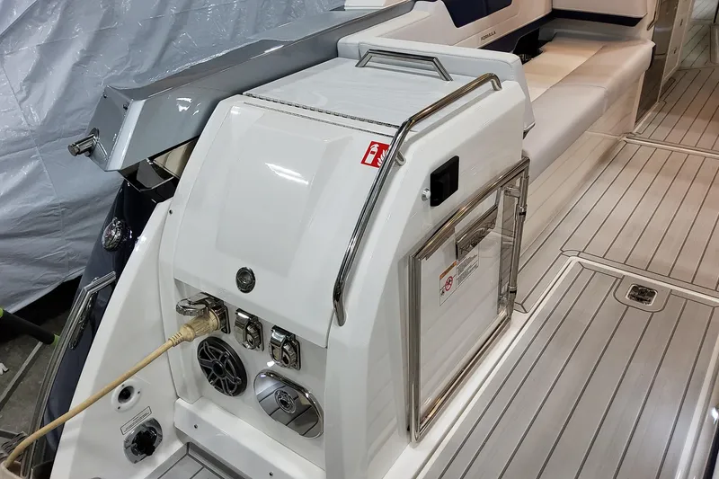 Slide: The Image of 2026 Formula 400 Super Sport Crossover boat interior with sleek seating and modern amenities. - 29