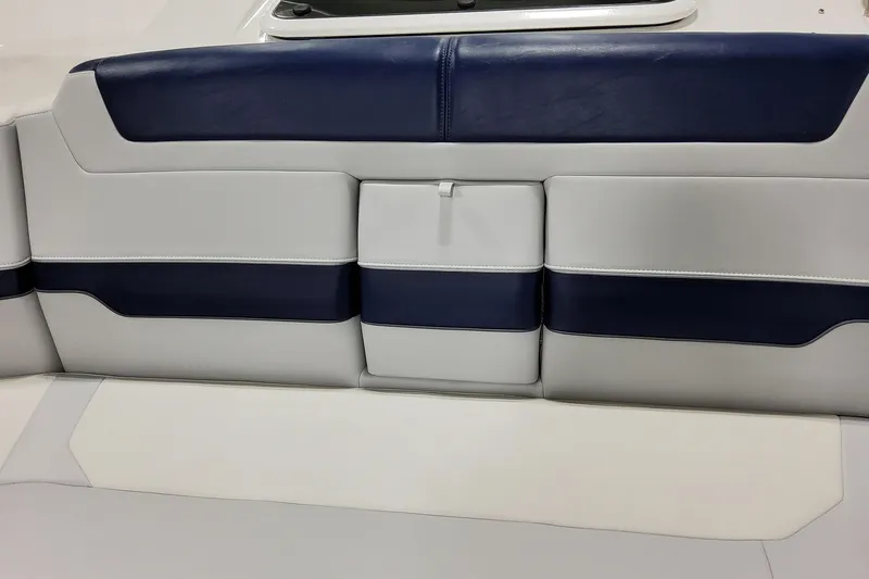 Slide: The Image of 2026 Formula 400 Super Sport Crossover interior seating, featuring blue and white upholstery. - 43