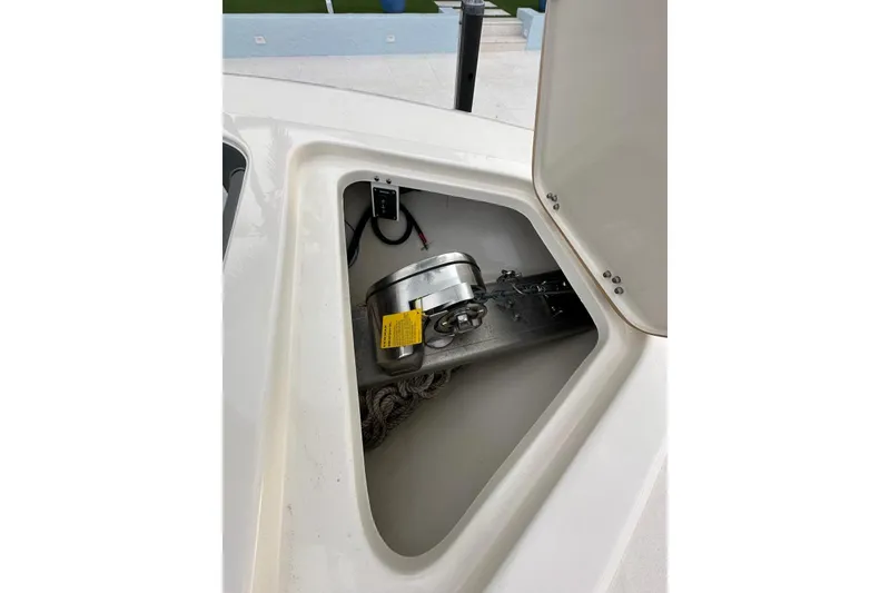 Slide: The Image of Anchor storage compartment on 2021 ShearWater 270 Carolina Flare boat. - 39
