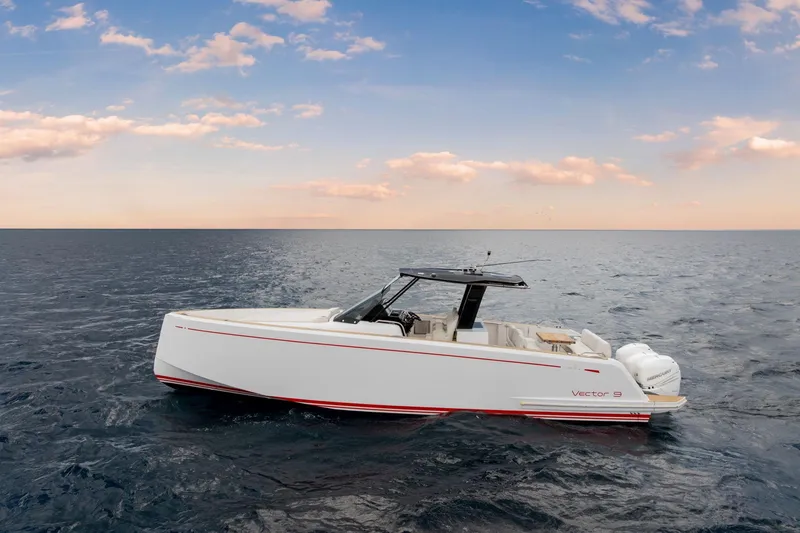 Slide: The Image of 2021 Pardo Yachts 38 on open sea under a vibrant sky. - 2