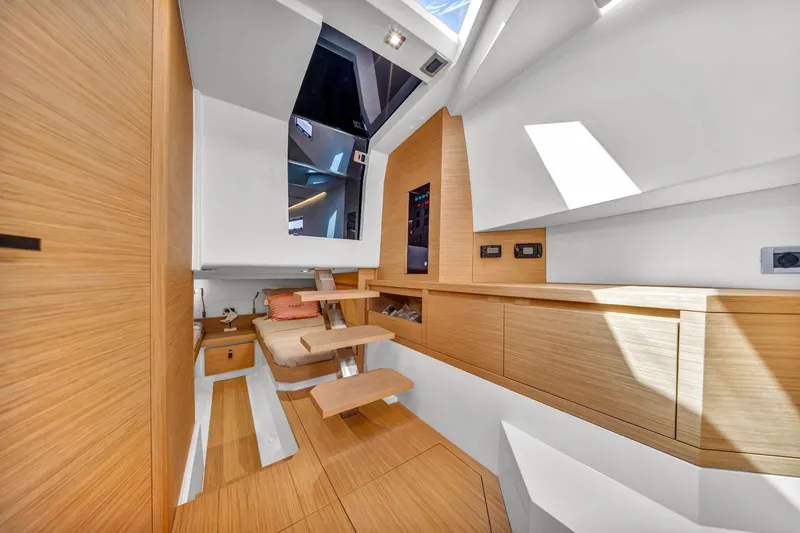 Slide: The Image of Luxurious interior of 2021 Pardo Yachts 38, featuring sleek wood finishes and modern design. - 33