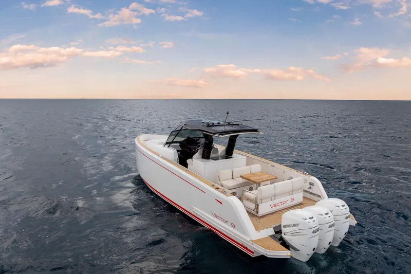 Slide: The Image of 2021 Pardo Yachts 38 cruising on open sea under a clear sky. - 43